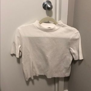 Zara White Short Sleeve Sweater